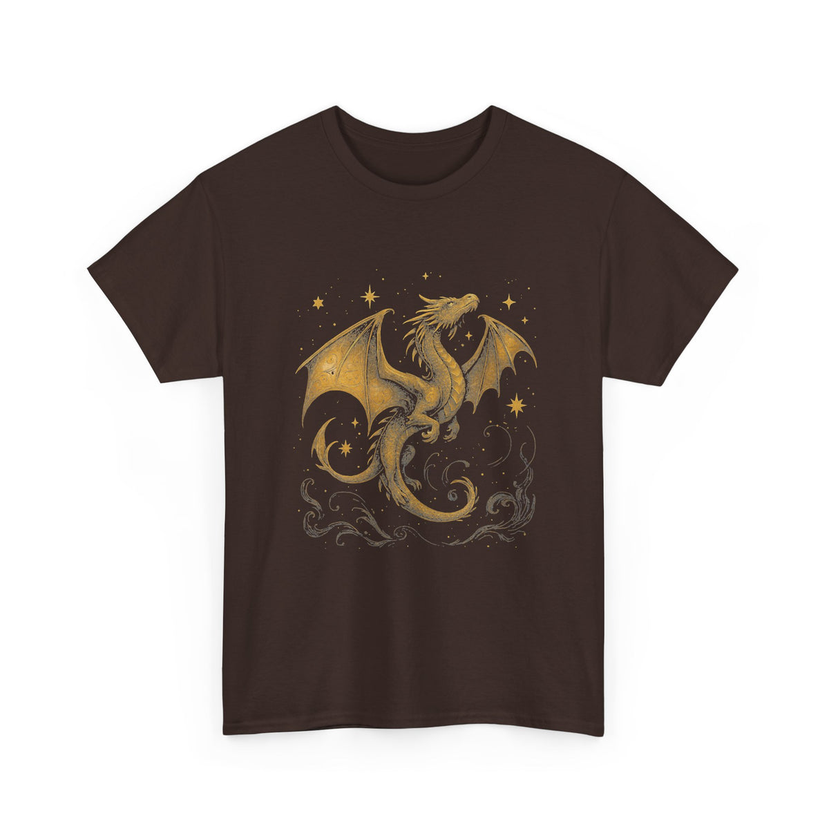 Celestial Dragon Shirt, Gold Fantasy T-Shirt, Mystic Dragon Sweatshirt, Moon Star Dragon Tee, Witchcore Gothic Clothing, Magic Creature Gift
