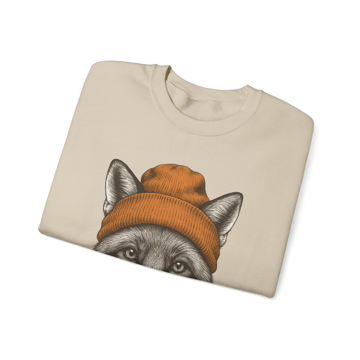 Cute Fox With Beanie Sweatshirt - Retro 90's Wildlife Camping Outfit - Winter Outdoor Adventure - Nature Animals Unisex Graphic Sweatshirt