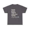 Inner Peace Begins With Four Words Shirt, Shirts With Sayings, Hilarious Joke, Funny Quotes For Women, Funny Gifts for Her, Best Friend