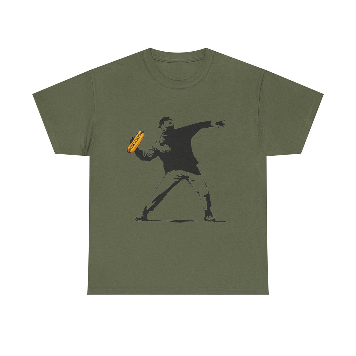 Banksy Inspired Sandwich Thrower Tee ,Turn the Volume Up Shirt ,Funny Food Parody Design ,Modern Minimalist Streetwear Style, Comfort Colors