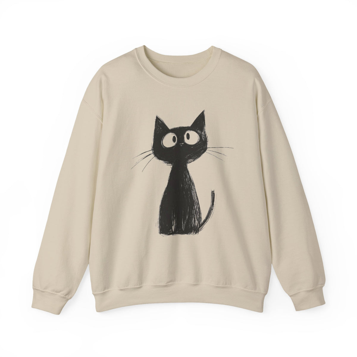 Cute Black Cat Sweatshirt Cozy Whimsical Graphic Sweater Stylish Wear For Adorable Cat Lovers Gift For Cat Mom and Cat Dad Pullover