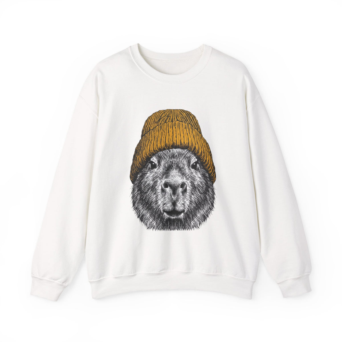 Capybara in Beanie Sweatshirt -Cozy Retro 90s Animal Pullover, Chill Vibes Only Shirt, Animal Spirit Shirt,Capybara Funny Meme Birthday Gift