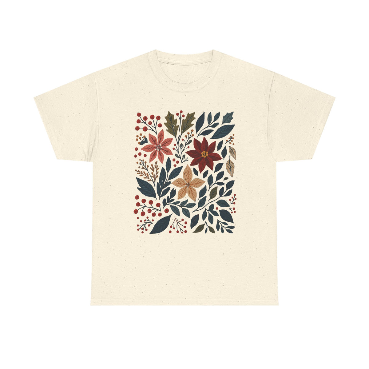 Boho Winter Floral Shirt, Retro Winter Tshirt, Christmas Vibes Shirt, Christmas Season Graphic Tee, Vintage Winter Aesthetic