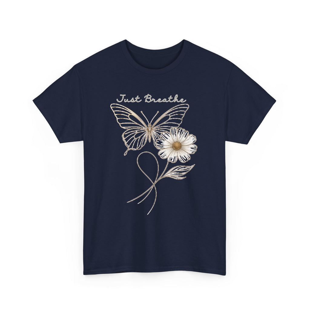 Simple Butterfly T-Shirt Design, Flower PNG, Boho Sweatshirt PNG, Just Breathe Inspirational Sublimation Designs for Shirts, Minimalist A170