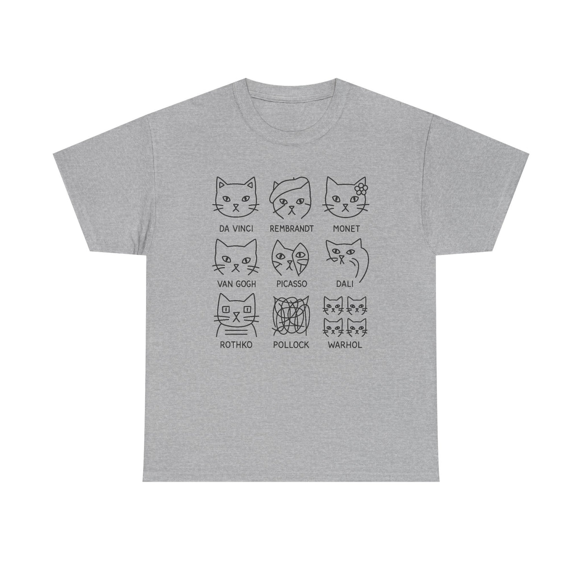 Artistic Cats Inspired by Famous Painters, Funny Cat Art, Minimalist Illustration, Gift for Artist or Art Teacher, Art Shirt, Aesthetic Tee