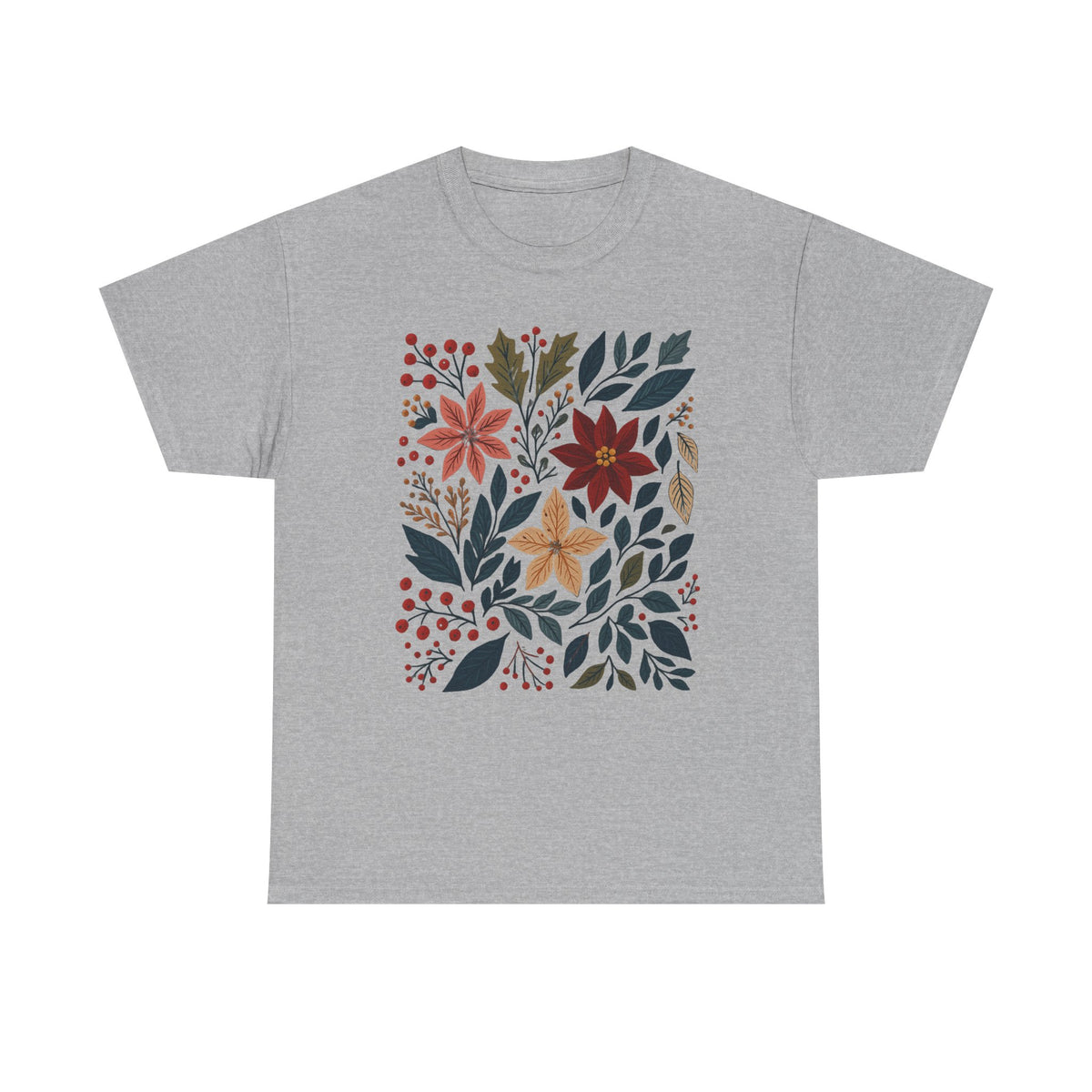 Boho Winter Floral Shirt, Retro Winter Tshirt, Christmas Vibes Shirt, Christmas Season Graphic Tee, Vintage Winter Aesthetic