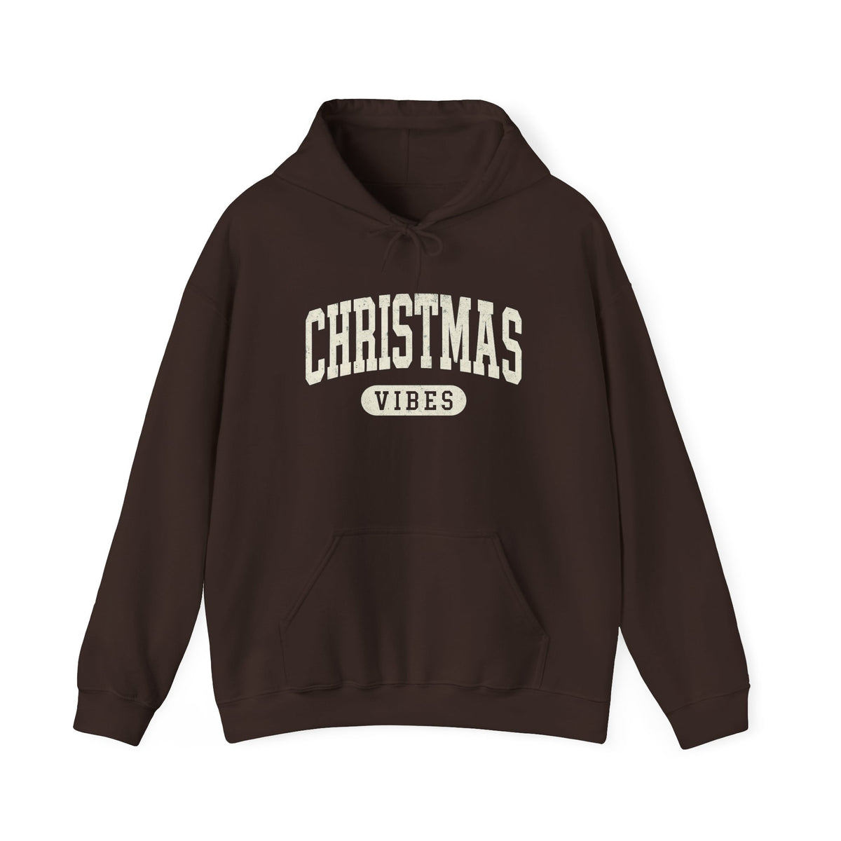 Retro Christmas Vibes Hoodie: Varsity Holiday Pullover