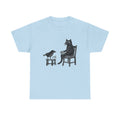 Coffee and Tea with Friends graphic Unisex T-Shirt, Unique gift for Her, for him, Funny hipster, animal drawing, weird, unique, Cat Bird