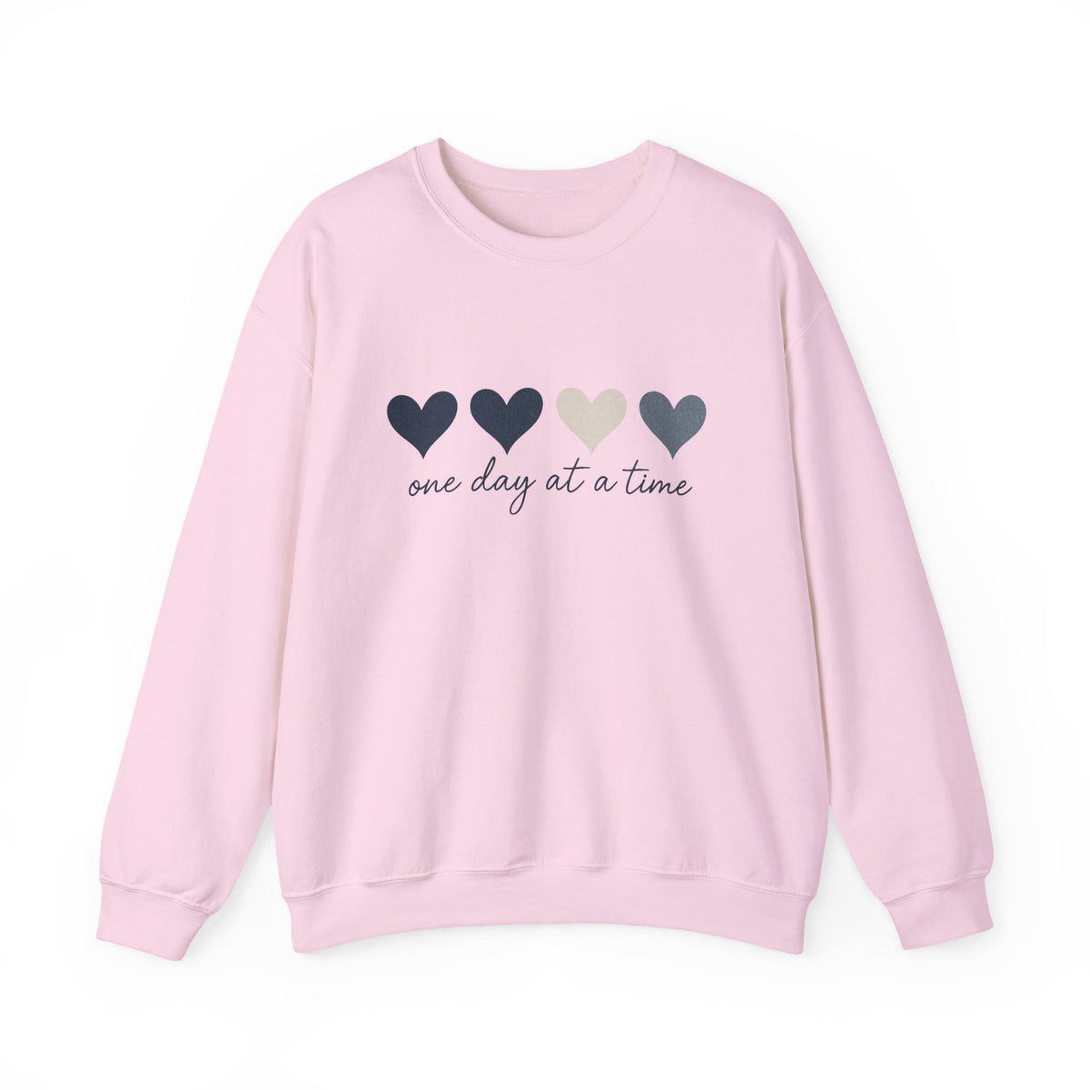 Embroidered One Day At A Time Sweatshirt, Cute Hearts Shirt, Mental Health Awareness Shirt, Inspirational Shirt, Motivational Quotes