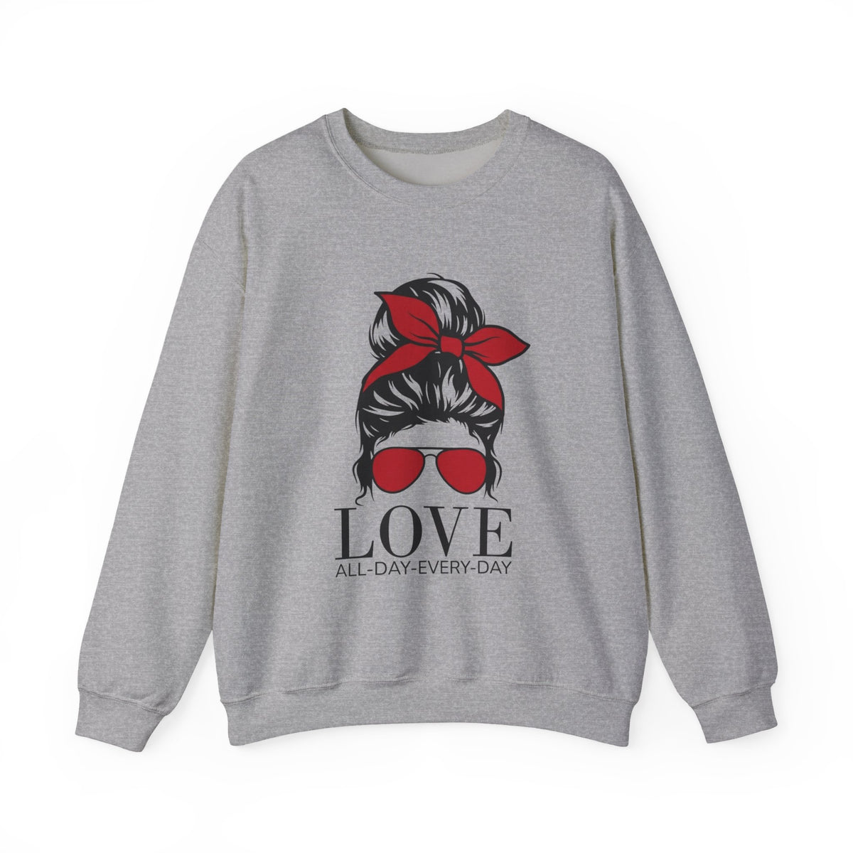 Love All Day Messy Bun Sweatshirt: Valentine's Gift for Mama