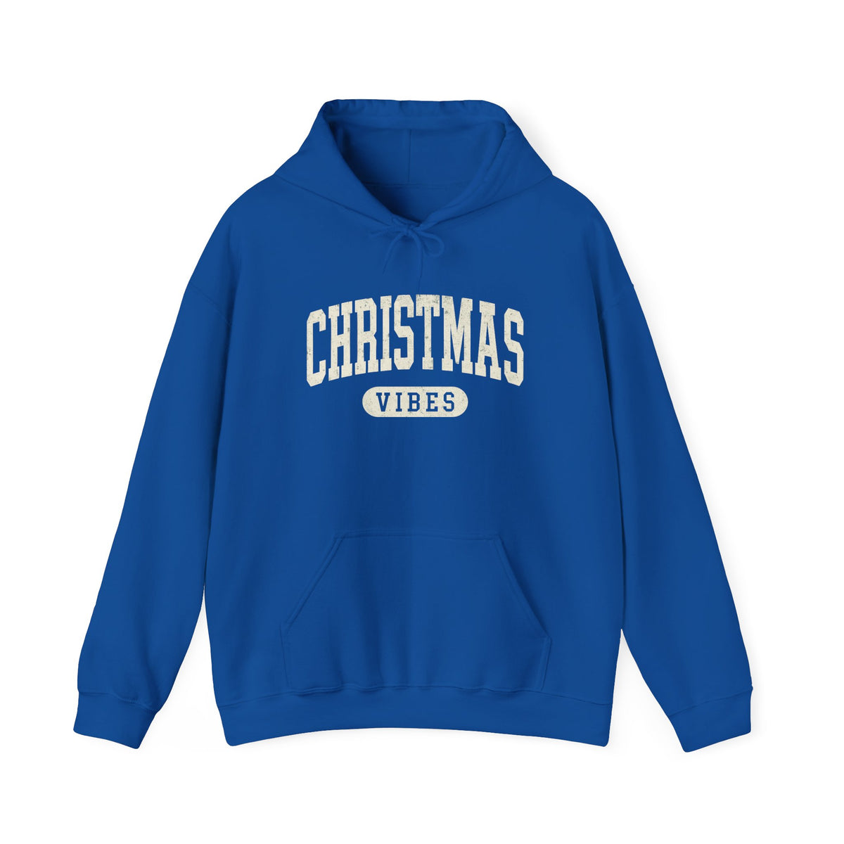 Retro Christmas Vibes Hoodie: Varsity Holiday Pullover