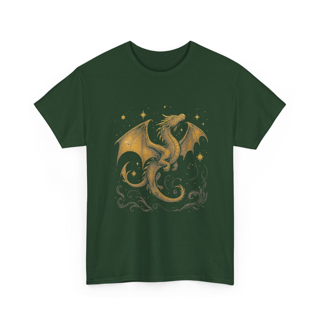 Celestial Dragon Shirt, Gold Fantasy T-Shirt, Mystic Dragon Sweatshirt, Moon Star Dragon Tee, Witchcore Gothic Clothing, Magic Creature Gift