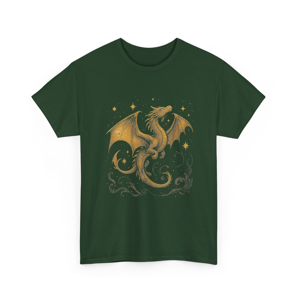 Celestial Dragon Shirt, Gold Fantasy T-Shirt, Mystic Dragon Sweatshirt, Moon Star Dragon Tee, Witchcore Gothic Clothing, Magic Creature Gift