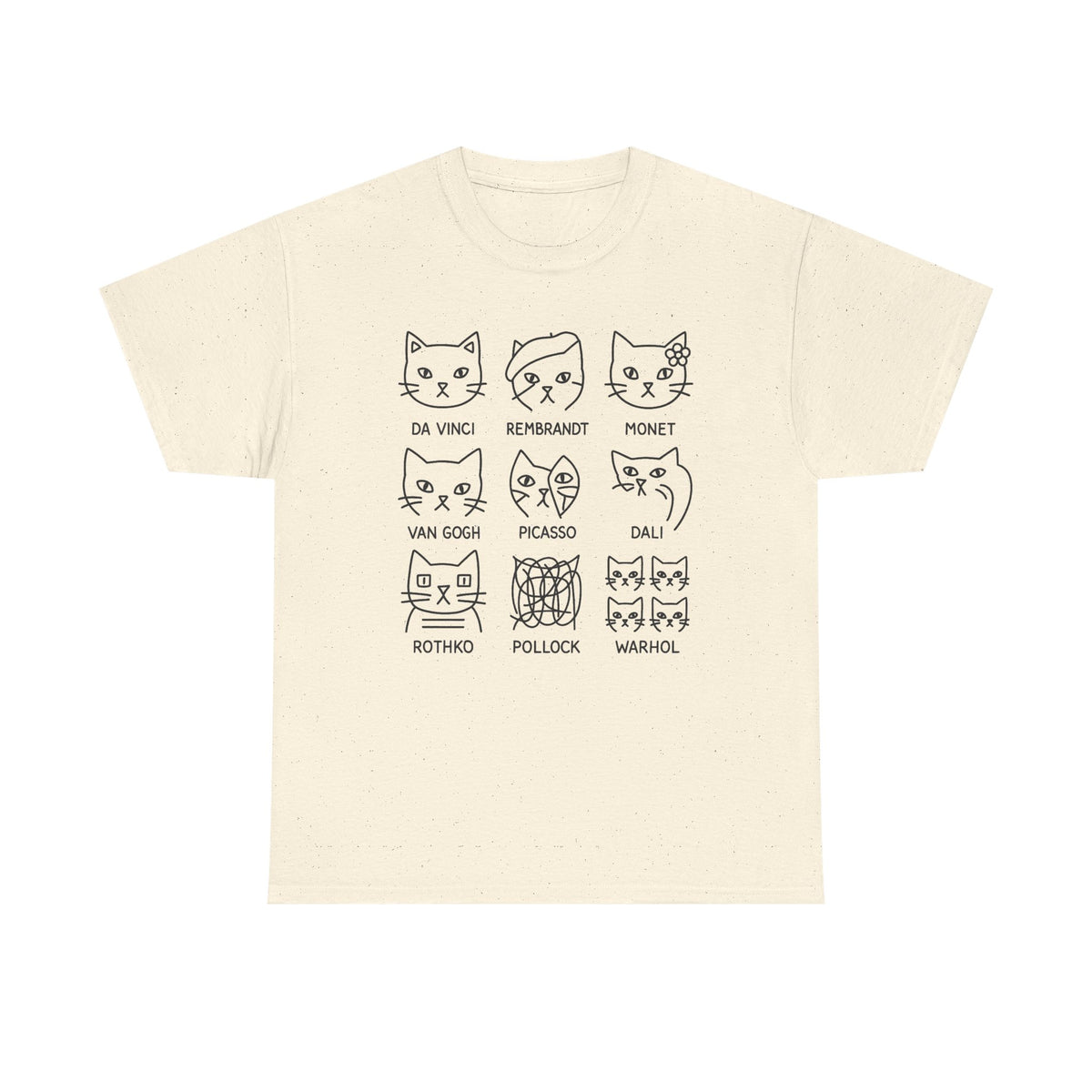 Artistic Cats Inspired by Famous Painters, Funny Cat Art, Minimalist Illustration, Gift for Artist or Art Teacher, Art Shirt, Aesthetic Tee