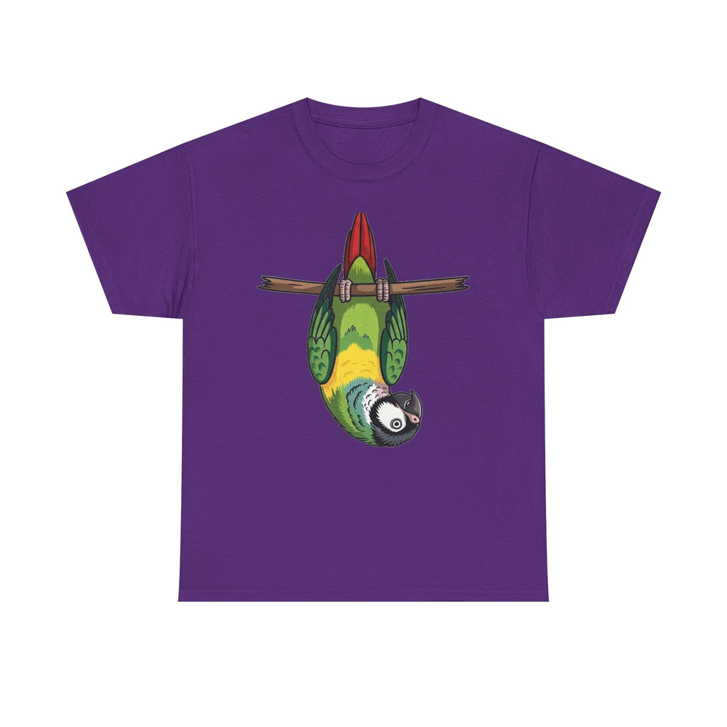 Parrot Shirt, Funny Upside Down Macaw Tee, Tropical Bird Graphic T-Shirt, Colorful Bird Watcher Gift for Animal Lover, Exotic Bird Apparel
