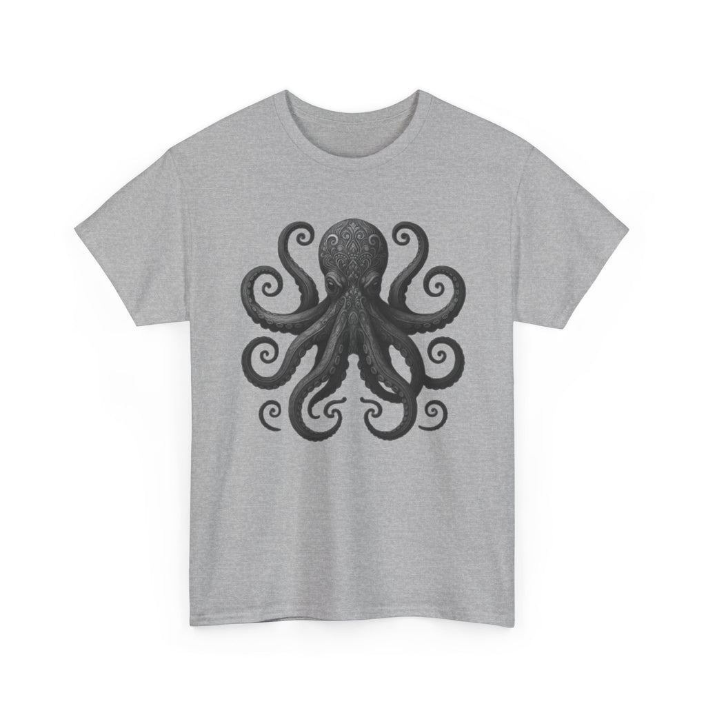 Octopus Graphic Tee - Intricate Sea Creature Design, Urban Style - Men's T-Shirt, High-Quality Print, Casual Wear by HarborIslandDecor