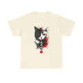 Japanese Cat Art T-Shirt, Japanese Anime Style Red Eye Kitty Tee, Unisex Casual Top, Asian Ink Painting Cat Graphic Shirt, Red Eyes Cat Tee