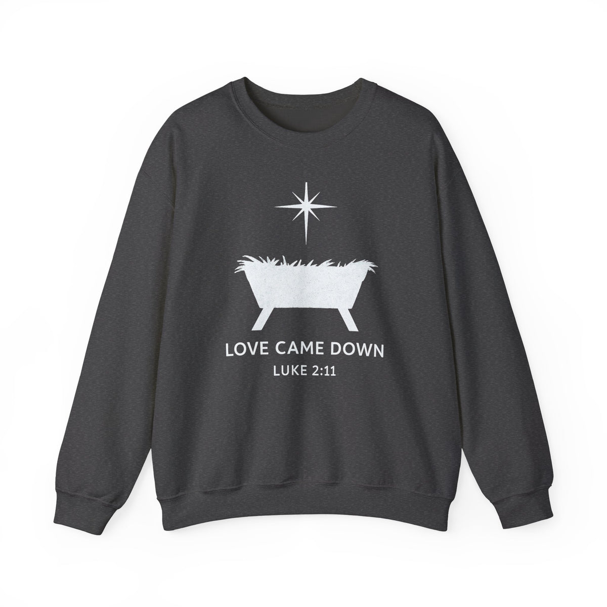 Embroidered Nativity Scene Christmas Sweatshirt: Christian Bible Verse