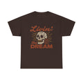 Livin' the Dream T-Shirt, Vintage Distressed Skull Shirt, Oversized Retro Grunge Tee, Trendy Grunge Indie Boho Graphic Tee