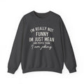 Funny Sweatshirt Quote, I'm Really Not Funny Just Mean, Humorous Graphic Sweatshirt, Cozy Loungewear, Sarcastic Quote Sweatshirt
