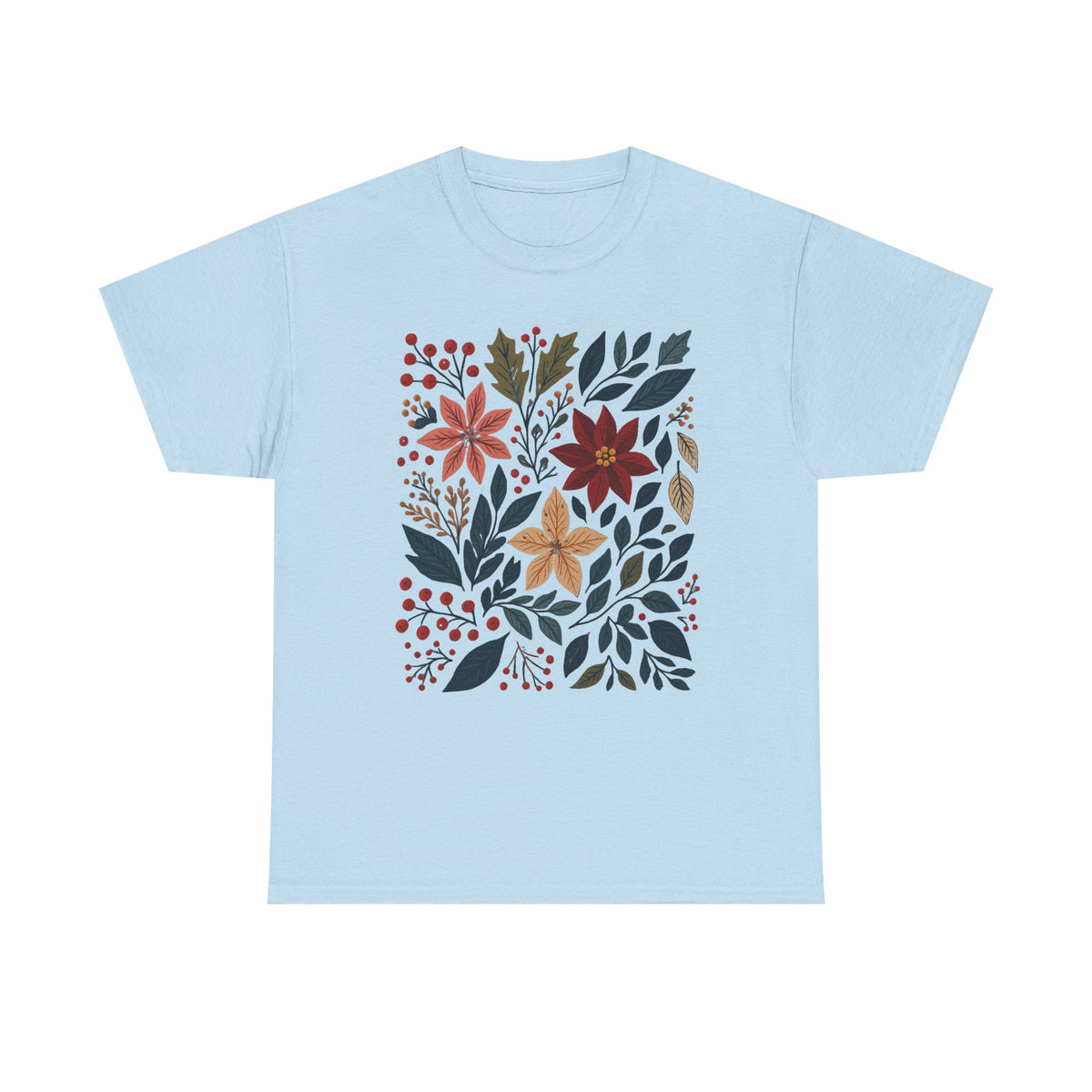 Boho Winter Floral Shirt, Retro Winter Tshirt, Christmas Vibes Shirt, Christmas Season Graphic Tee, Vintage Winter Aesthetic