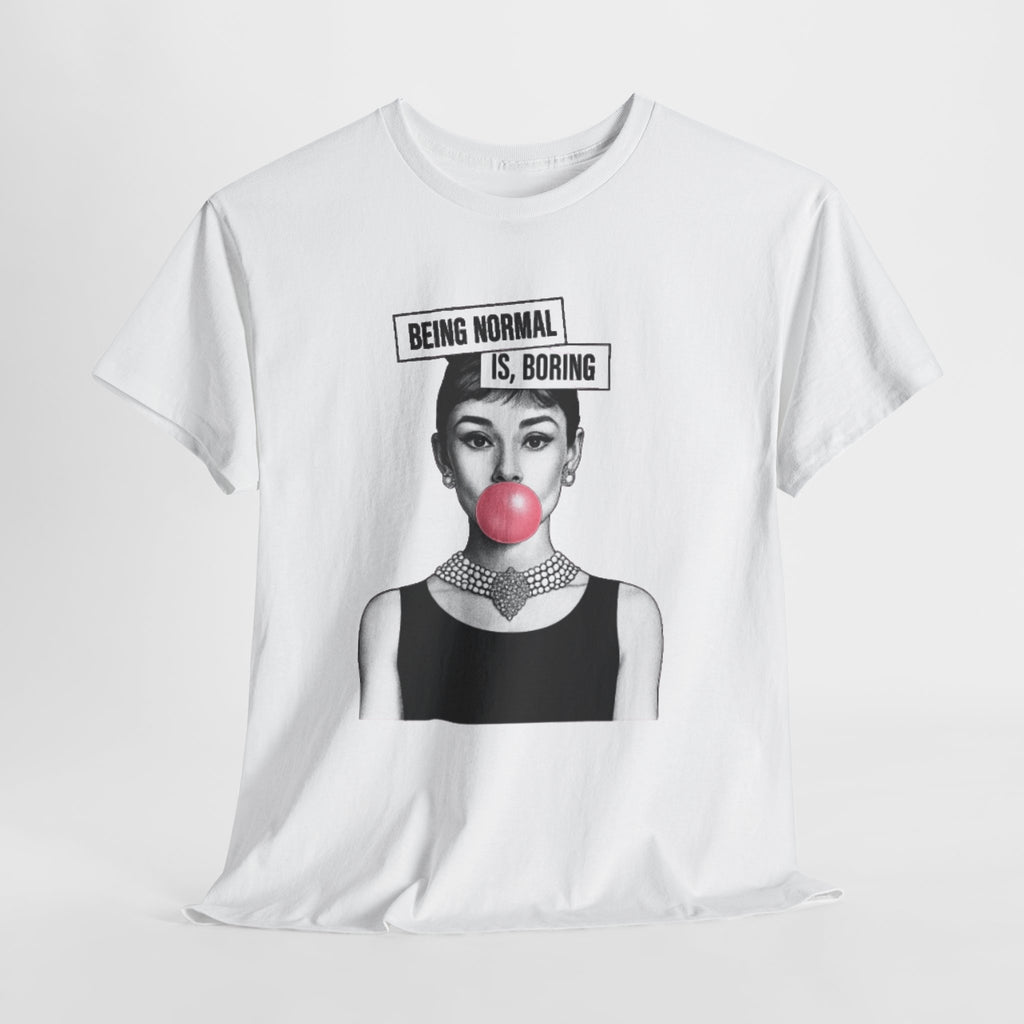 Funny T-shirt for women with saying - print Normal is Boring - oversized top large sizes summer tunic lettering blue/black/grey