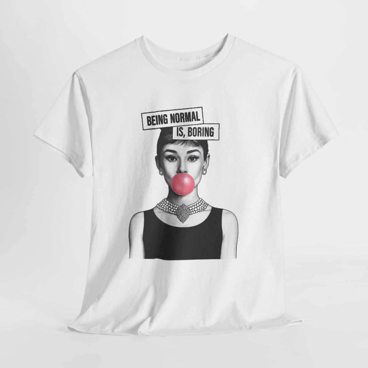 Funny T-shirt for women with saying - print Normal is Boring - oversized top large sizes summer tunic lettering blue/black/grey