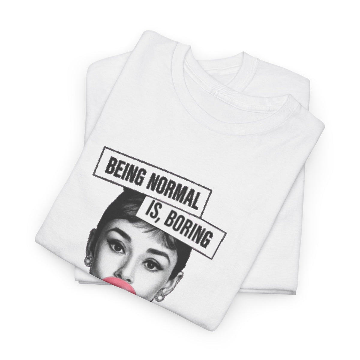 Funny T-shirt for women with saying - print Normal is Boring - oversized top large sizes summer tunic lettering blue/black/grey