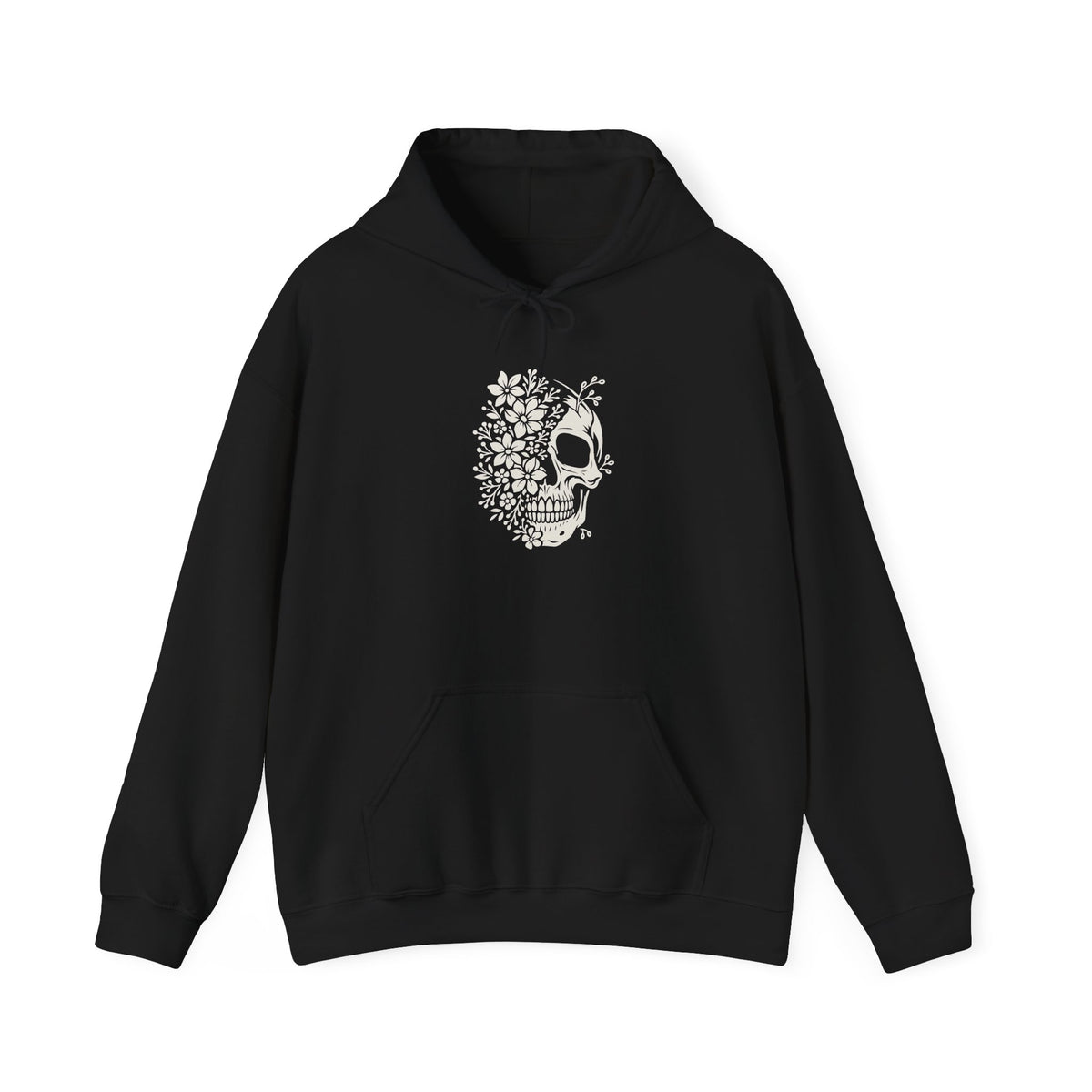 Boho Skull Hoodie, Unisex Trendy Hoody, Retro Flower Skeleton Hooded Sweatshirt, Floral Goth Graphic Hoodie, Goblincore Botanical Aesthetic