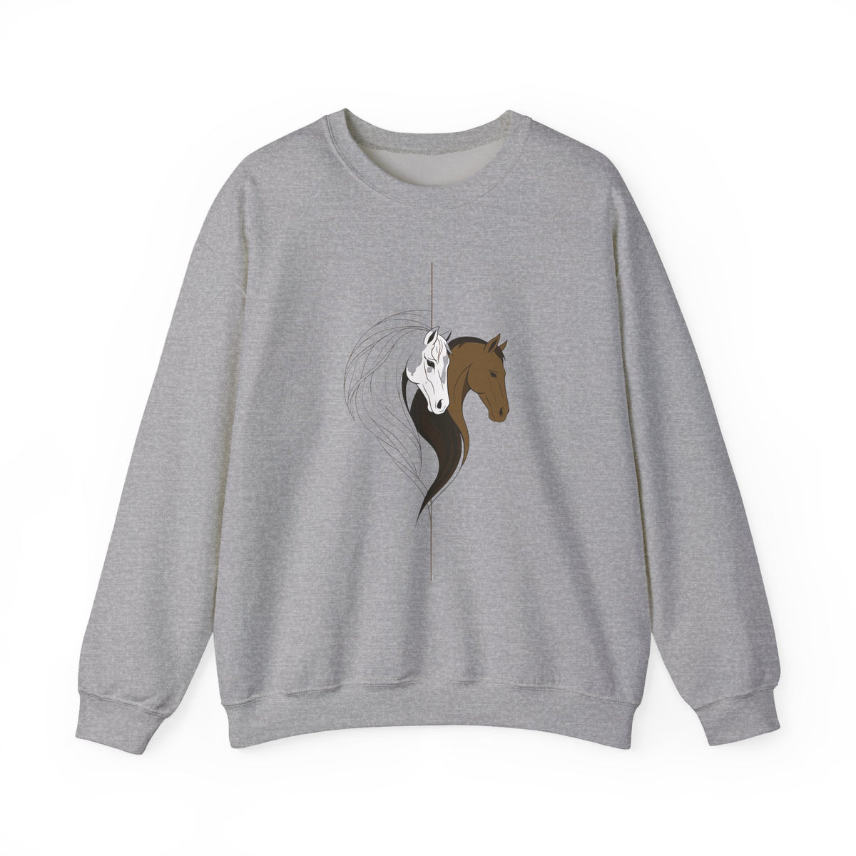 Twin Horses Line Art Sweatshirt | Minimalist Equestrian Pullover