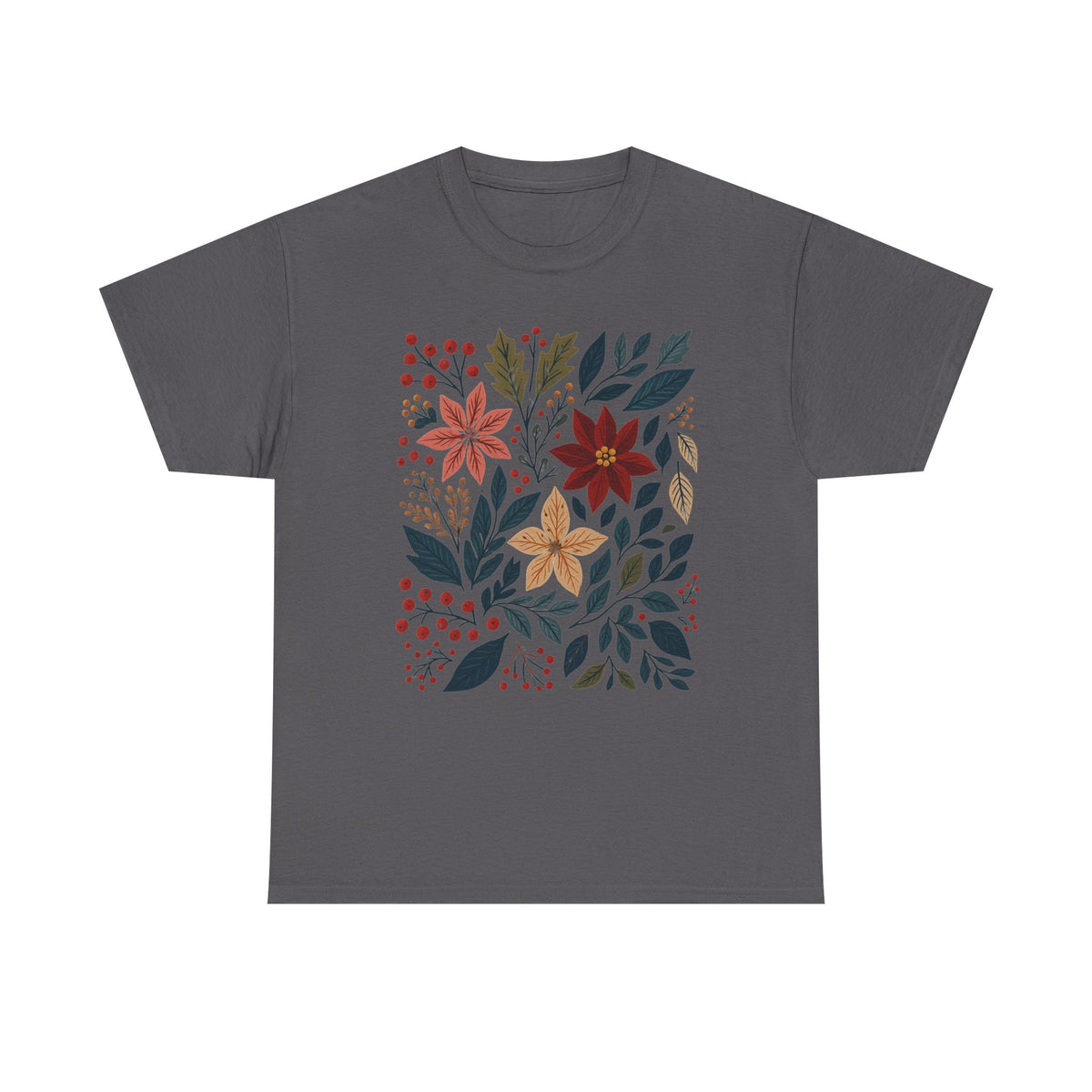 Boho Winter Floral Shirt, Retro Winter Tshirt, Christmas Vibes Shirt, Christmas Season Graphic Tee, Vintage Winter Aesthetic
