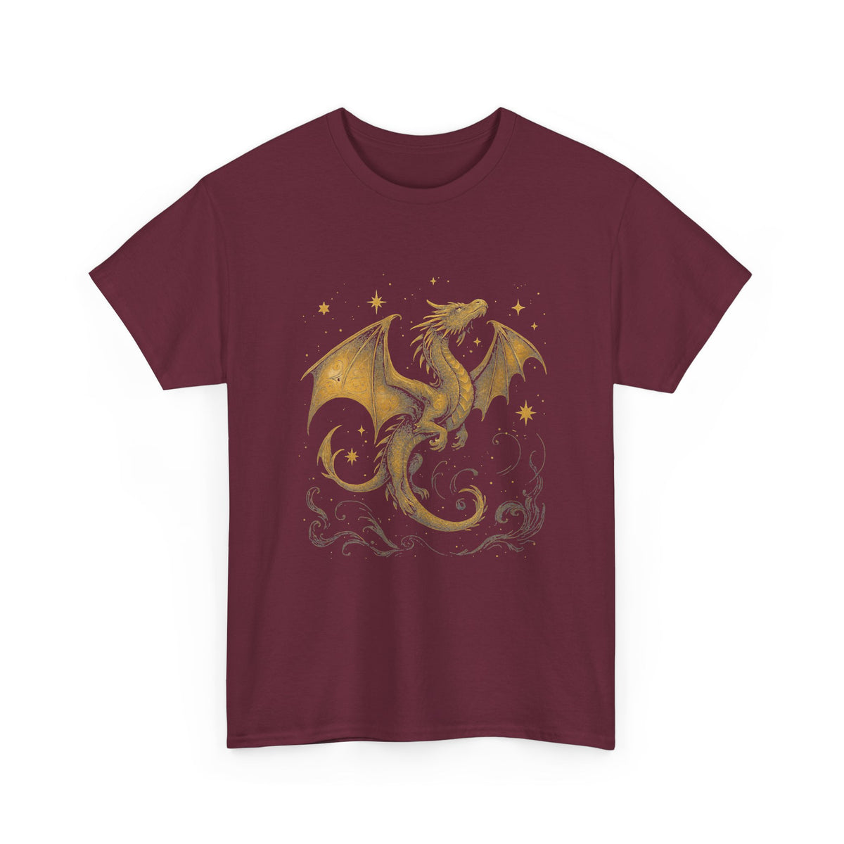 Celestial Dragon Shirt, Gold Fantasy T-Shirt, Mystic Dragon Sweatshirt, Moon Star Dragon Tee, Witchcore Gothic Clothing, Magic Creature Gift
