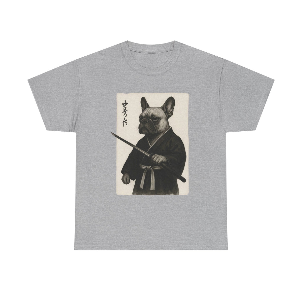 Samurai Frenchie, Japanese Art Shirt, Funny Dog Gift, Cool Bulldog Top, Anime Streetwear, Ink Wash Style