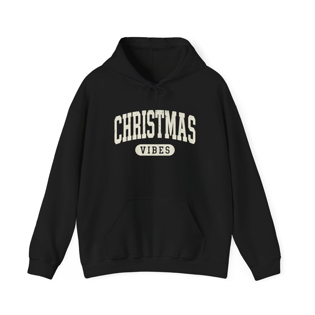 Retro Christmas Vibes Hoodie: Varsity Holiday Pullover