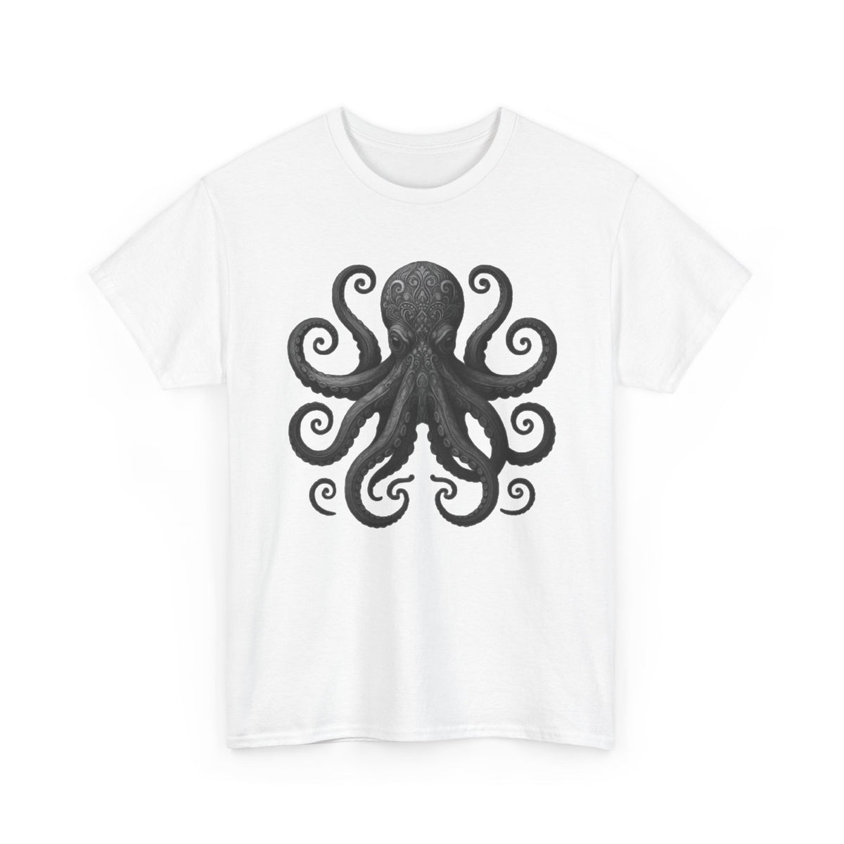 Octopus Graphic Tee - Intricate Sea Creature Design, Urban Style - Men's T-Shirt, High-Quality Print, Casual Wear by HarborIslandDecor