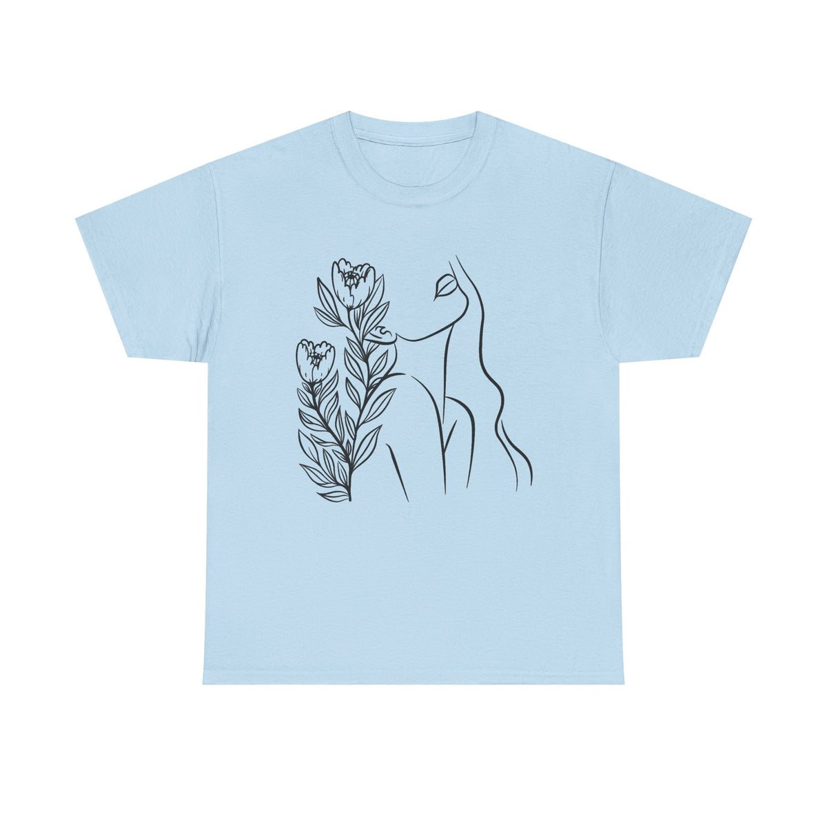 Floral Woman Line Art  Flower Shirt Design