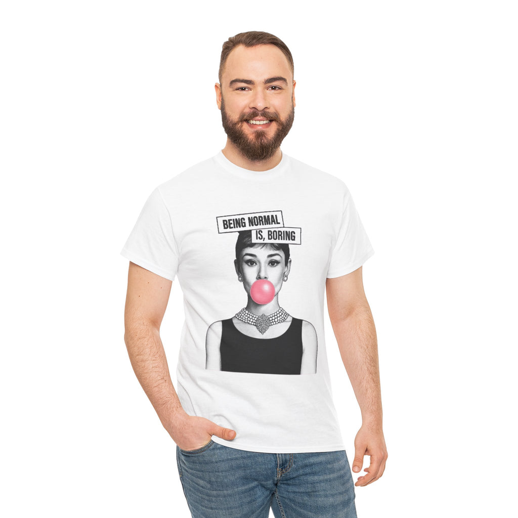 Funny T-shirt for women with saying - print Normal is Boring - oversized top large sizes summer tunic lettering blue/black/grey