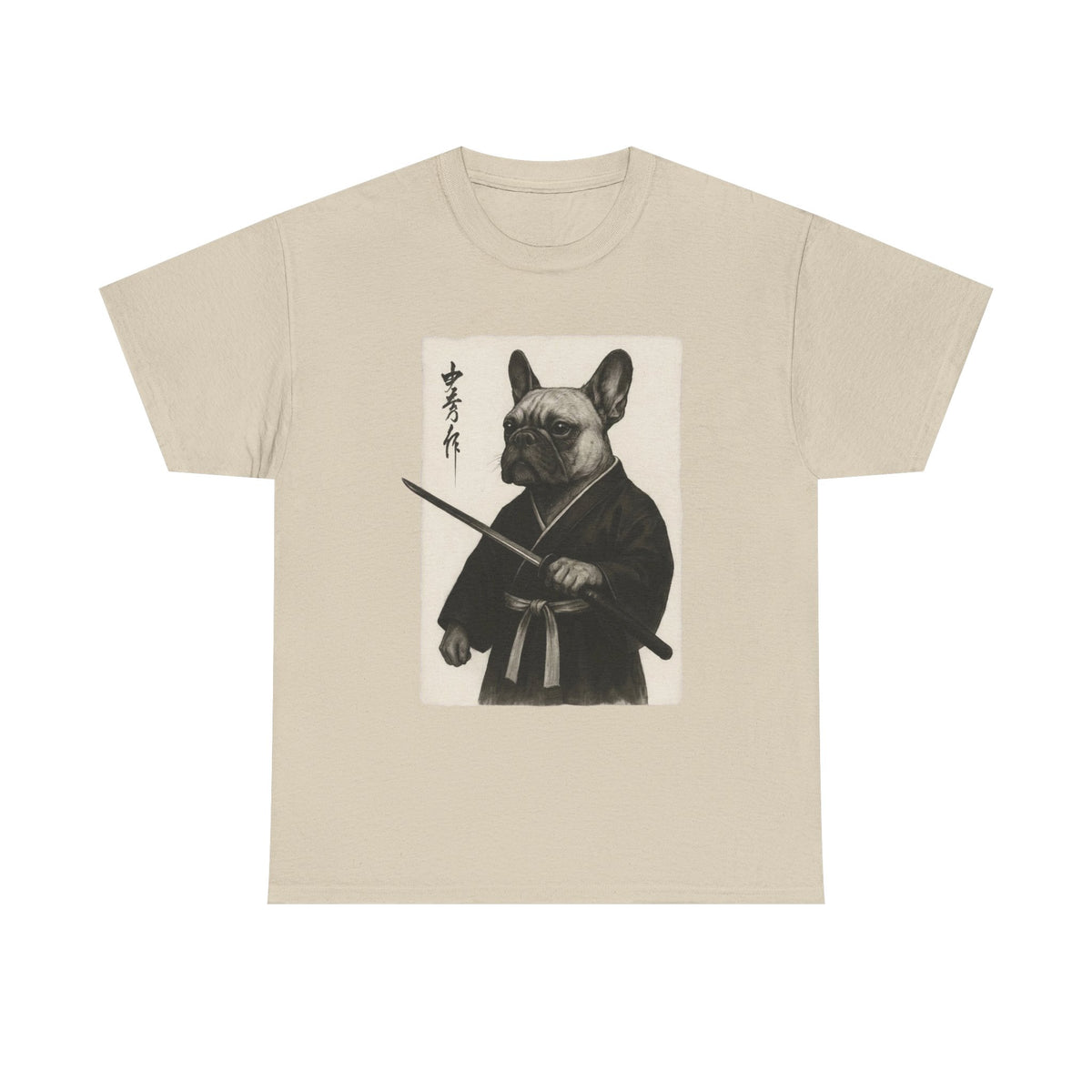 Samurai Frenchie, Japanese Art Shirt, Funny Dog Gift, Cool Bulldog Top, Anime Streetwear, Ink Wash Style