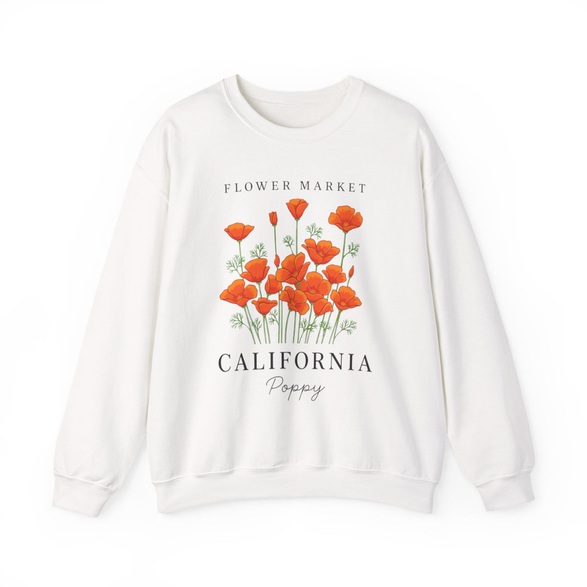 California Poppy Sweatshirt, Superbloom California Poppy Wildflowers, Retro Flowers Sweatshirt, California Sweatshirt, California Poppy