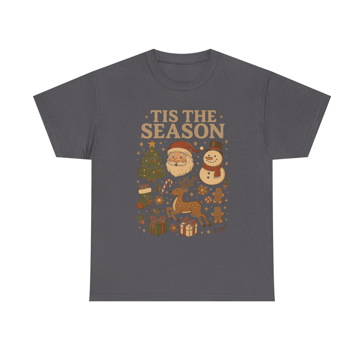 Vintage Christmas Shirt, Tis' the Season, Retro Christmas Aesthetic, Women's Christmas Shirt, Santa Snowman Graphic Tee