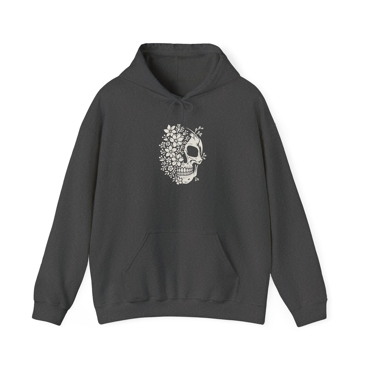 Boho Skull Hoodie, Unisex Trendy Hoody, Retro Flower Skeleton Hooded Sweatshirt, Floral Goth Graphic Hoodie, Goblincore Botanical Aesthetic
