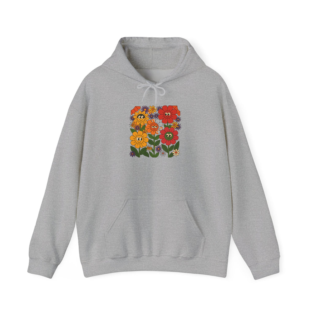 Groovy Retro Flowers Hoodie, Vintage Floral Sweatshirt, 70s Flower Power Jumper, Retro Floral Pullover, Boho Chic Hooded Sweater, Flower
