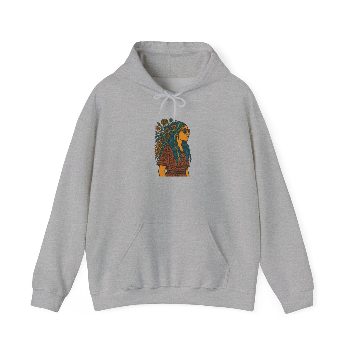 Hippy Chick Unisex Hoodie  Hippie Woman Hoodie  Boho Floral Goddess Sweatshirt  Psychedelic Nature Hoodie  Retro 70s Clothing