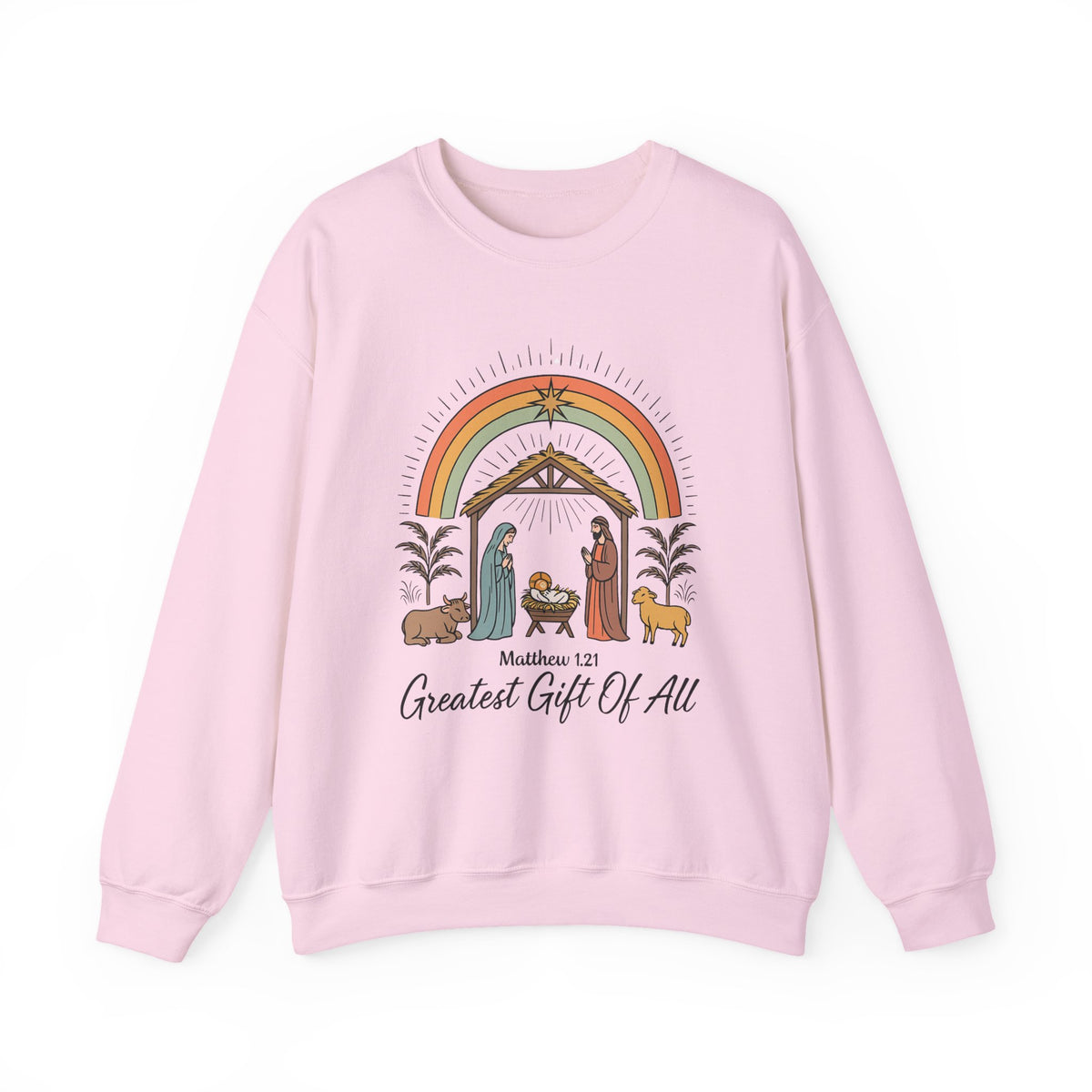 The Greatest Gift of All Christian Sweatshirt, Nativity Scene Matthew 1:21 Shirt, Faith Based Christmas Sweater, Religious Holiday Gift