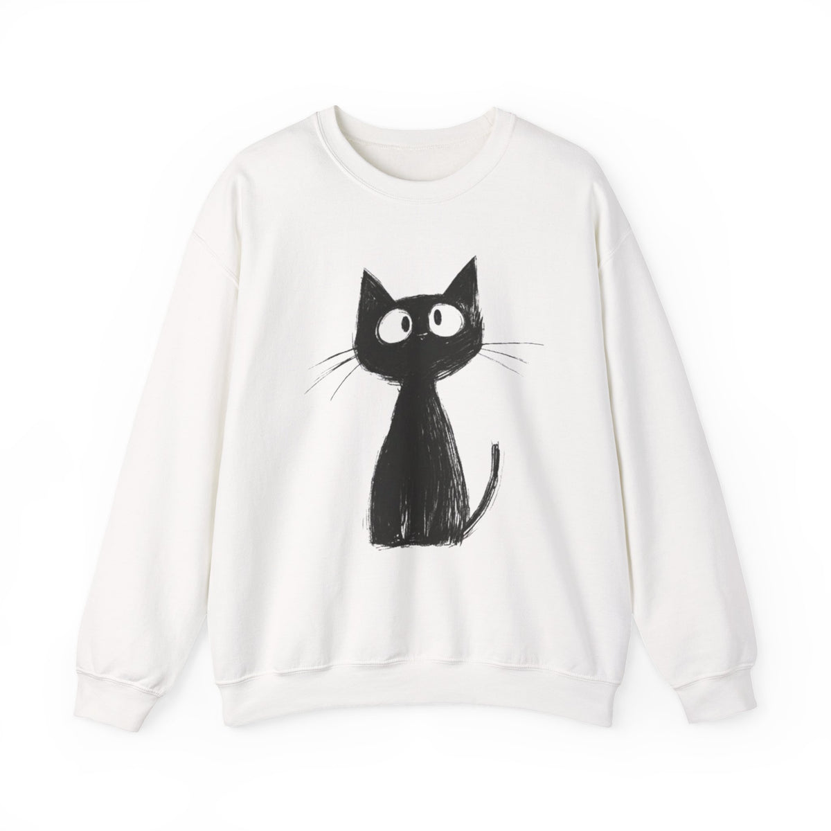 Cute Black Cat Sweatshirt Cozy Whimsical Graphic Sweater Stylish Wear For Adorable Cat Lovers Gift For Cat Mom and Cat Dad Pullover