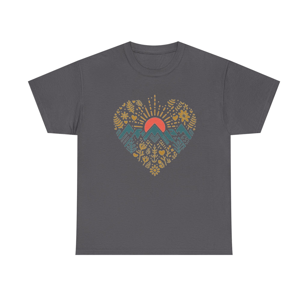 Mountain Heart Shirt, Retro Camping Shirt, Love Hiking Shirt, Mountain Silhouette Shirt, Cute Mountain Shirt, Nature Shirt, Sunset Shirt