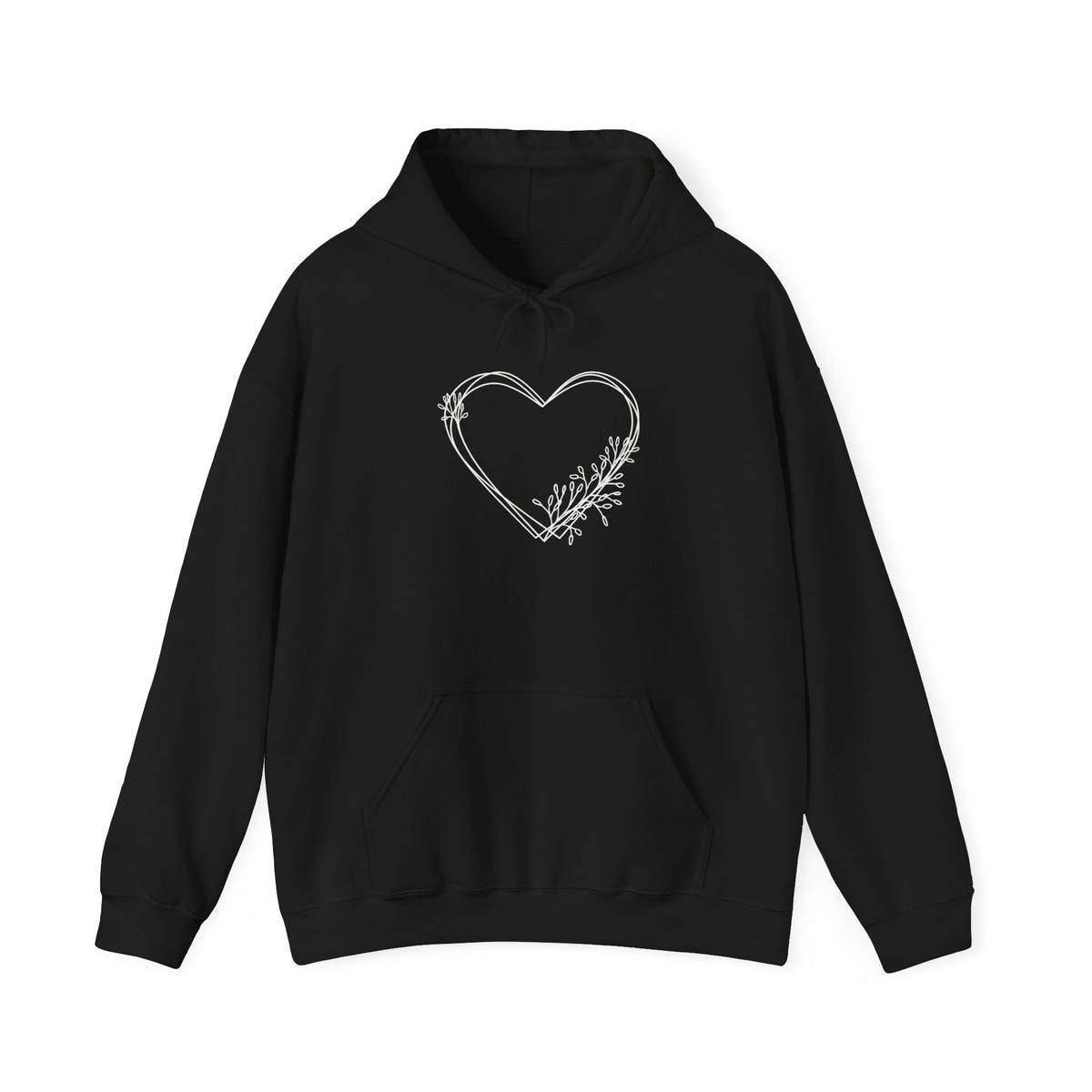 Women's Minimal Floral Heart Hooded Sweatshirt, Minimalist Flower Heart Crewneck Sweater for her, Cozy Gifts for Her