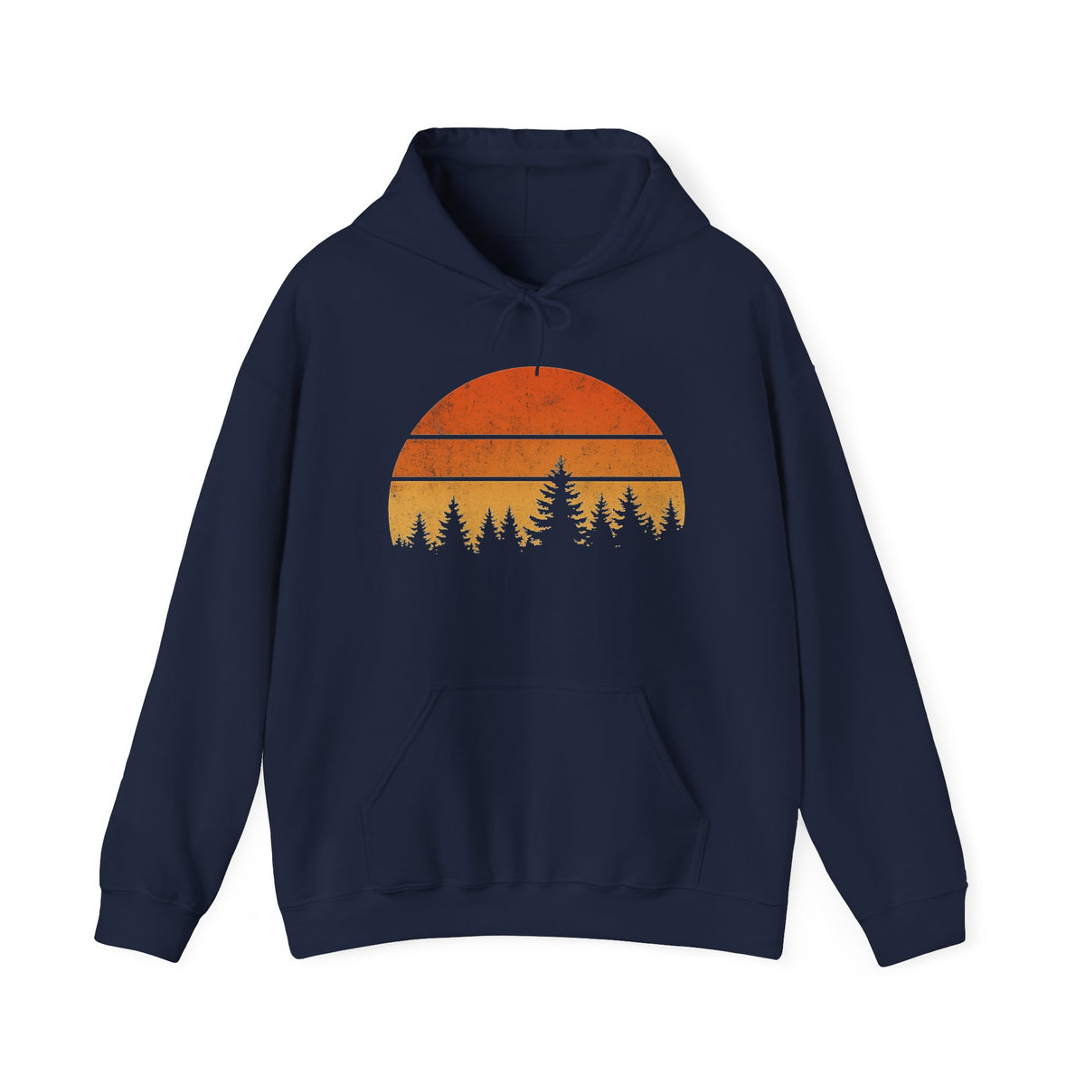Retro Camping Hoodie: Forest Sunset Graphic, Nature Lover Gift
