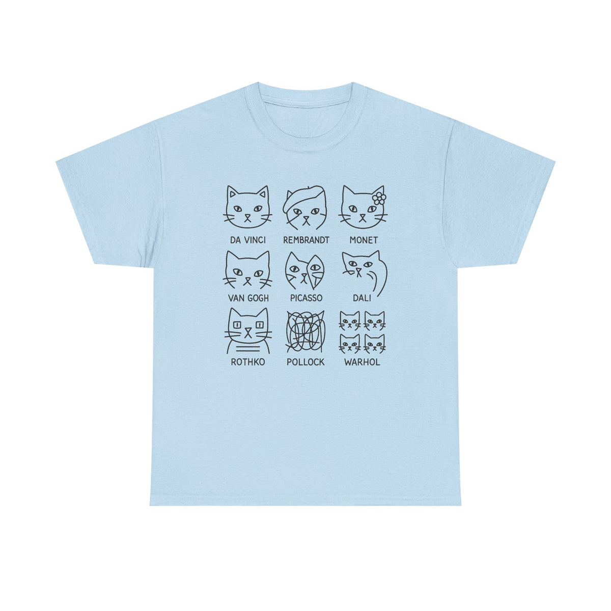Artistic Cats Inspired by Famous Painters, Funny Cat Art, Minimalist Illustration, Gift for Artist or Art Teacher, Art Shirt, Aesthetic Tee