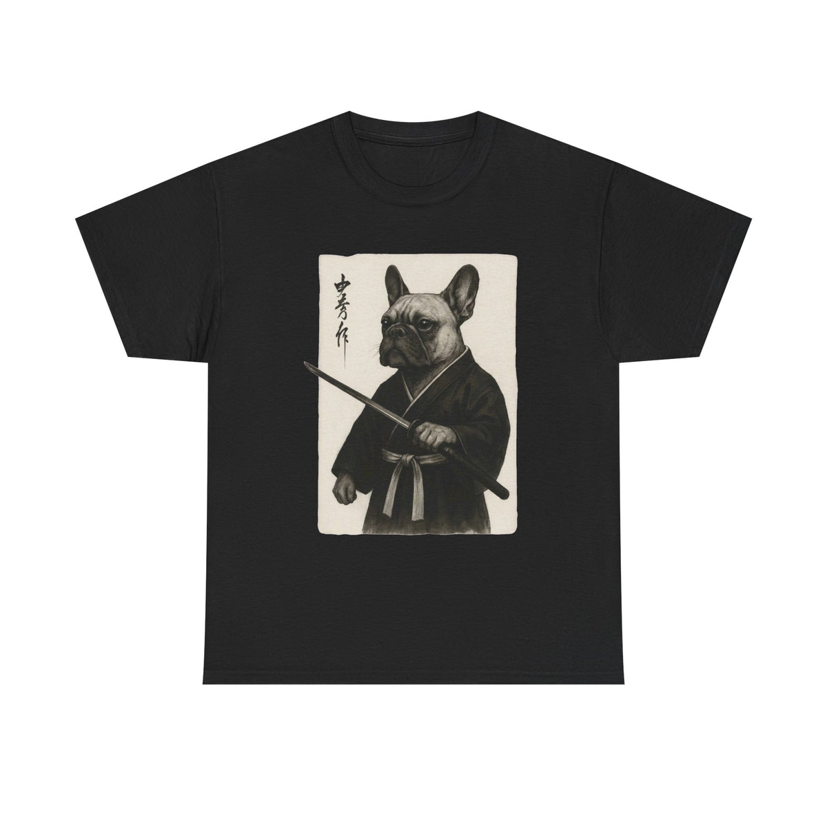 Samurai Frenchie, Japanese Art Shirt, Funny Dog Gift, Cool Bulldog Top, Anime Streetwear, Ink Wash Style
